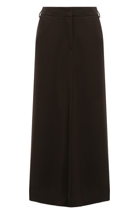 Женская шелковая юбка VALENTINO темно-коричневого цвета, арт. XB3RA4K71MM | Фото 1 (Материал внешний: Шелк; Длина Ж (юбки, платья, шорты): Миди; Женское Кросс-КТ: Юбка-одежда; Стили: Кэжуэл)