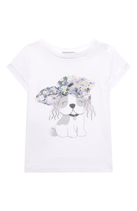 Детский хлопковая футболка IL GUFO белого цвета, арт. P22TS368M0014/24M | Фото 1 (Ростовка одежда: 18 мес | 86 см)