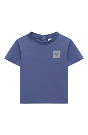 Детский комплект из футболки и шорт EMPORIO ARMANI синего цвета, арт. 3LHVJ1/4J54Z | Фото 2 (Ростовка одежда: 9 мес | 74 см, 12 мес | 80 см, 24 мес | 92 см, 36 мес | 98 см, 3 мес | 62 см, 6 мес | 68 см)