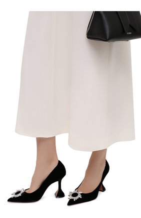 Женские текстильные туфли begum AMINA MUADDI черного цвета, арт. BEGUM PUMP/VELVET/BLACK | Фото 3 (Материал внешний: Текстиль; Каблук высота: Высокий; Материал внутренний: Натуральная кожа; Каблук тип: Фигурный; Подошва: Плоская)