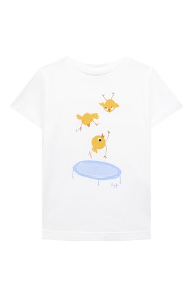 Детский хлопковая футболка IL GUFO белого цвета, арт. P22TS369M0014/3M-9M | Фото 1 (Ростовка одежда: 0 - 3 мес | 50 - 60 см, 3 мес | 62 см)