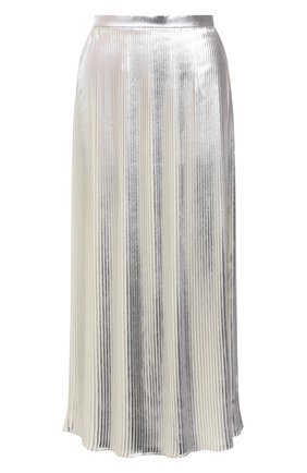 Женская плиссированная юбка VALENTINO серебряного цвета, арт. XB3RA8F06AQ | Фото 1 (Материал внешний: Синтетический материал; Длина Ж (юбки, платья, шорты): Миди; Женское Кросс-КТ: Юбка-одежда, юбка-плиссе; Стили: Романтичный)