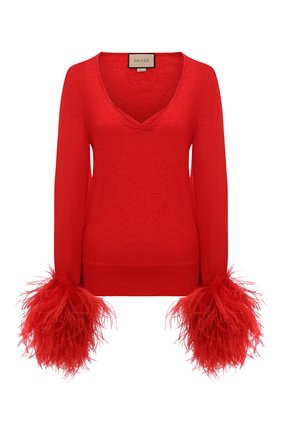 Женский пуловер GUCCI красного цвета по цене 206500 руб., арт. 670624/XKB1V | Фото 1 Женский пуловер GUCCI красного цвета, арт. 670624/XKB1V | Фото 1 (Длина (для топов): Стандартные; Материал внешний: Шерсть; Рукава: Длинные; Женское Кросс-КТ: Пуловер-одежда; Стили: Романтичный)