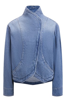 Женская джинсовая куртка ISABEL MARANT голубого цвета, арт. VE1544-22P022I/PAULINE | Фото 1 (Длина (верхняя одежда): Короткие; Рукава: Длинные; Материал внешний: Хлопок, Деним; Кросс-КТ: Куртка, Деним; Стили: Гранж)