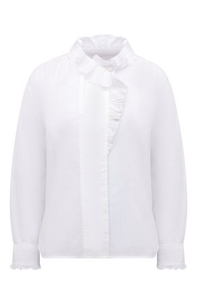 Женская хлопковая блузка ISABEL MARANT ETOILE белого цвета, арт. HT1820-22P036E/PAMIAS | Фото 1 (Материал внешний: Хлопок; Длина (для топов): Стандартные; Рукава: Длинные; Женское Кросс-КТ: Блуза-одежда; Принт: Без принта; Стили: Кэжуэл)