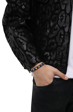 Мужской кожаный браслет VALENTINO темно-синего цвета, арт. XY2J0801LKT | Фото 2 (Материал: Натуральная кожа)