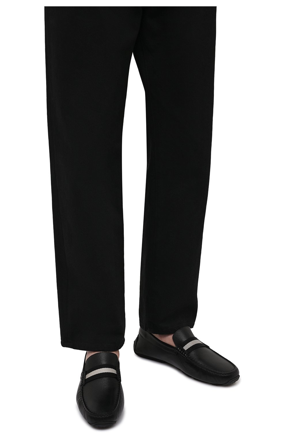 Мужские кожаные мокасины BALLY черного цвета, арт. 585330/16220 | Фото 3 (Материал внешний: Кожа; Материал внутренний: Натуральная кожа; Стили: Кэжуэл)