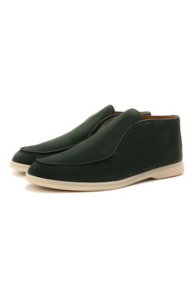 Мужские замшевые ботинки open walk LORO PIANA темно-зеленого цвета, арт. FAB4368 | Фото 1 (Подошва: Плоская; Материал внешний: Кожа, Замша; Материал внутренний: Натуральная кожа; Мужское Кросс-КТ: Ботинки-обувь; Материал утеплителя: Без утеплителя; Региональные ограничения белый список (Axapta Mercury): RU)
