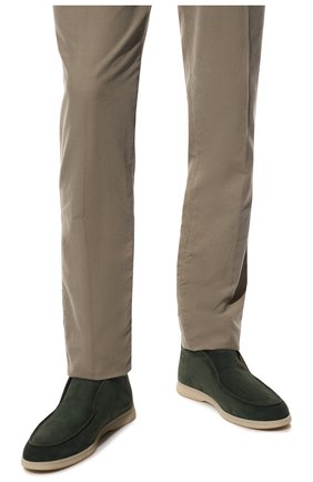 Мужские замшевые ботинки open walk LORO PIANA темно-зеленого цвета, арт. FAB4368 | Фото 3 (Материал внешний: Кожа, Замша; Мужское Кросс-КТ: Ботинки-обувь; Материал внутренний: Натуральная кожа; Региональные ограничения белый список (Axapta Mercury): RU; Материал утеплителя: Без утеплителя; Подошва: Плоская)