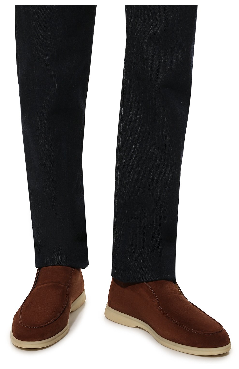 Мужские замшевые ботинки open walk LORO PIANA коричневого цвета, арт. FAB4368 | Фото 3 (Материал внешний: Кожа, Замша; Мужское Кросс-КТ: Ботинки-обувь; Материал внутренний: Натуральная кожа; Региональные ограничения белый список (Axapta Mercury): RU; Материал утеплителя: Без утеплителя; Подошва: Плоская)