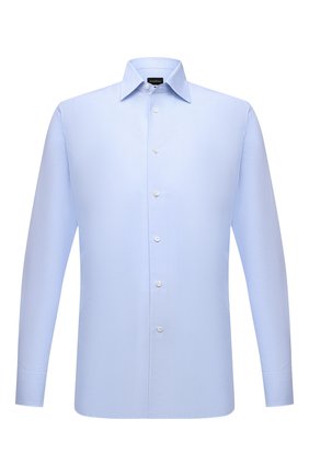 Мужская хлопковая сорочка ERMENEGILDO ZEGNA голубого цвета по цене 35350 руб., арт. 301030/9RS0PA | Фото 1 Мужская хлопковая сорочка ERMENEGILDO ZEGNA голубого цвета, арт. 301030/9RS0PA | Фото 1 (Длина (для топов): Стандартные; Материал внешний: Хлопок; Рукава: Длинные; Принт: Однотонные; Случай: Формальный; Рубашки М: Regular Fit; Манжеты: На пуговицах; Стили: Классический)