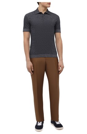 Мужское поло из хлопка и льна ERMENEGILDO ZEGNA темно-синего цвета по цене 59950 руб., арт. UZ314/753 | Фото 2 Мужское поло из хлопка и льна ERMENEGILDO ZEGNA темно-синего цвета, арт. UZ314/753 | Фото 2 (Материал внешний: Хлопок, Лен; Длина (для топов): Стандартные; Рукава: Короткие; Стили: Кэжуэл)