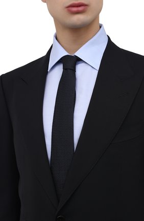 Мужской шелковый галстук ZEGNA COUTURE темно-синего цвета, арт. Z3C00T/13X | Фото 2 (Материал: Текстиль, Шелк; Принт: Без принта)