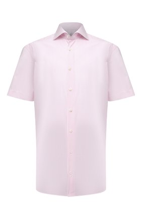 Мужская хлопковая рубашка VAN LAACK розового цвета, арт. RIVARA-S-TF/151116 | Фото 1 (Длина (для топов): Стандартные; Рукава: Короткие; Материал внешний: Хлопок; Случай: Повседневный; Принт: Полоска; Воротник: Акула; Рубашки М: Regular Fit; Стили: Кэжуэл)