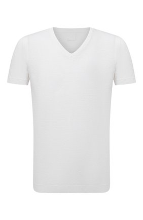 Мужская льняная футболка 120% LINO белого цвета, арт. V0M7915/E908/S00 | Фото 1 (Длина (для топов): Стандартные; Рукава: Короткие; Материал внешний: Лен; Принт: Без принта; Стили: Кэжуэл)