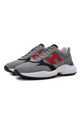 Мужские комбинированные кроссовки HOGAN серого цвета по цене 42250 руб., арт. HXM5450DN90R18 | Фото 1 Мужские комбинированные кроссовки HOGAN серого цвета, арт. HXM5450DN90R18 | Фото 1 (Подошва: Массивная; Материал внешний: Кожа, Текстиль; Материал внутренний: Текстиль; Стили: Спорт; Материал утеплителя: Без утеплителя; Длина стельки: 29,66, 30,08, 30,5, 31,35, 26,69, 27,12, 27,54, 27,96, 28,39, 28,81, 29,23)