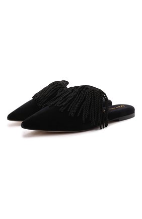 Женского домашние туфли OLIVIA VON HALLE черного цвета, арт. SL0001 | Фото 1 (Материал внешний: Текстиль; Материал внутренний: Текстиль, Натуральная кожа; Подошва: Платформа; Каблук высота: Низкий)