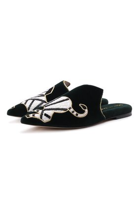 Женского домашние туфли OLIVIA VON HALLE черно-белого цвета, арт. SL0003 | Фото 1 (Материал внутренний: Текстиль, Натуральная кожа; Материал внешний: Текстиль; Каблук высота: Низкий; Подошва: Платформа)