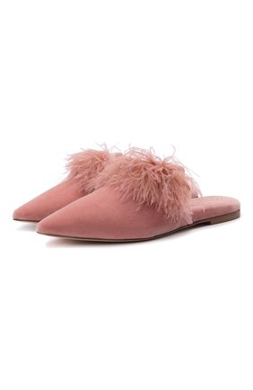 Женского домашние туфли OLIVIA VON HALLE розового цвета, арт. SL0004 | Фото 1 (Подошва: Платформа; Материал внутренний: Натуральная кожа, Текстиль; Материал внешний: Текстиль; Каблук высота: Низкий)