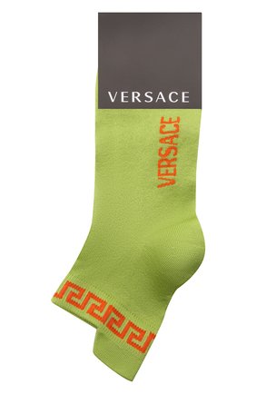 Мужские носки VERSACE салатового цвета, арт. 1004197/1A03027 | Фото 1 (Материал внешний: Синтетический материал; Кросс-КТ: бельё)