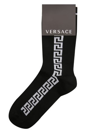 Мужские носки VERSACE черного цвета, арт. 1001546/1A03028 | Фото 1 (Материал внешний: Синтетический материал; Кросс-КТ: бельё)