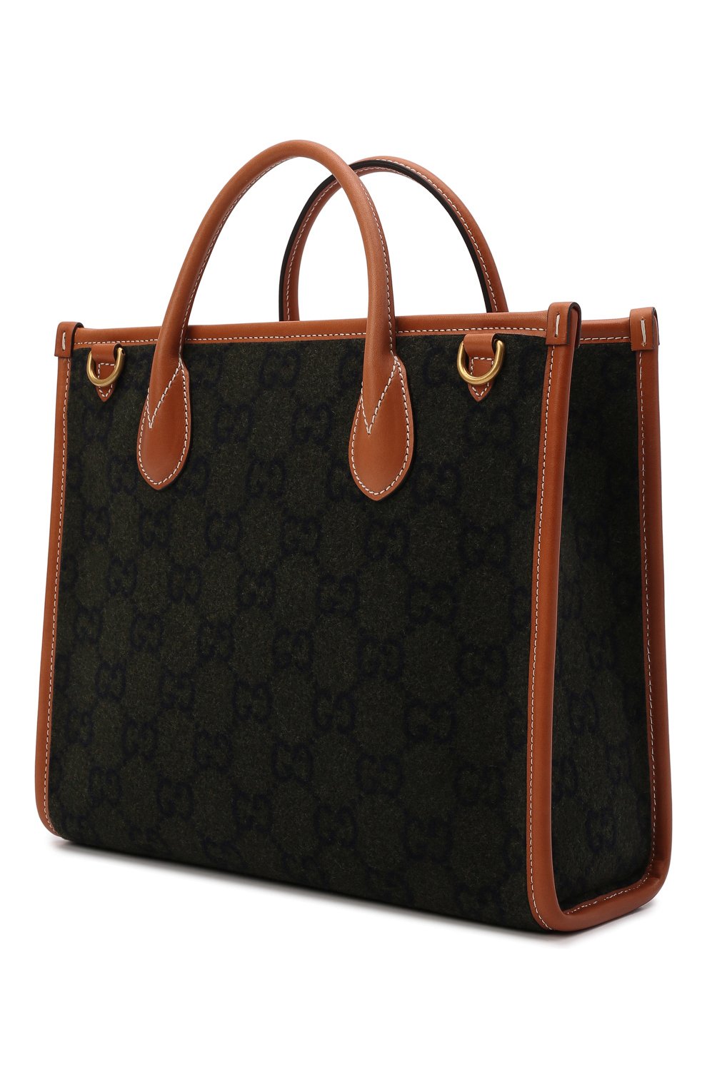 Мужская текстильная сумка-тоут GUCCI темно-зеленого цвета, арт. 681349/2K3ET | Фото 4 (Размер: medium; Материал: Текстиль)