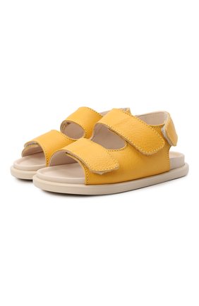 Детские кожаные сандалии MONTELPARE TRADITION желтого цвета, арт. MT1101/B0MBER/18-26 | Фото 1 (Материал внешний: Кожа; Материал внутренний: Натуральная кожа)