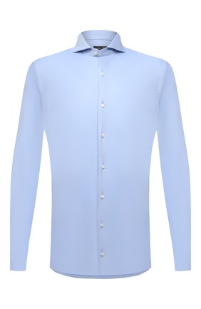Мужская хлопковая рубашка VAN LAACK голубого цвета, арт. M-PER-LSF/180031 | Фото 1 (Манжеты: На пуговицах; Рукава: Длинные; Воротник: Акула; Случай: Повседневный; Длина (для топов): Стандартные; Рубашки М: Slim Fit; Материал внешний: Хлопок; Принт: Однотонные; Стили: Кэжуэл)