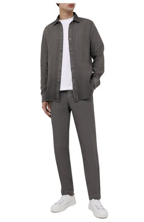 Мужские льняные брюки 120% LINO серого цвета, арт. V0M2411/0253/S00 | Фото 2 (Материал внешний: Лен; Длина (брюки, джинсы): Стандартные; Случай: Повседневный; Стили: Кэжуэл; Силуэт М (брюки): Чиносы)