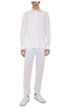 Мужские льняные брюки 120% LINO белого цвета, арт. V0M2131/0253/000 | Фото 2 (Материал внешний: Лен; Длина (брюки, джинсы): Стандартные; Случай: Повседневный; Стили: Кэжуэл)
