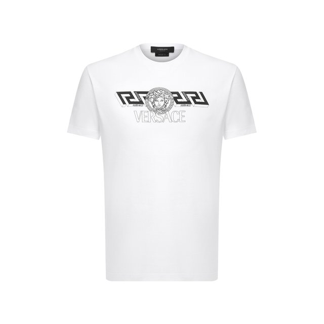 Хлопковая футболка Versace Белый 1003906/1A02800 5617245