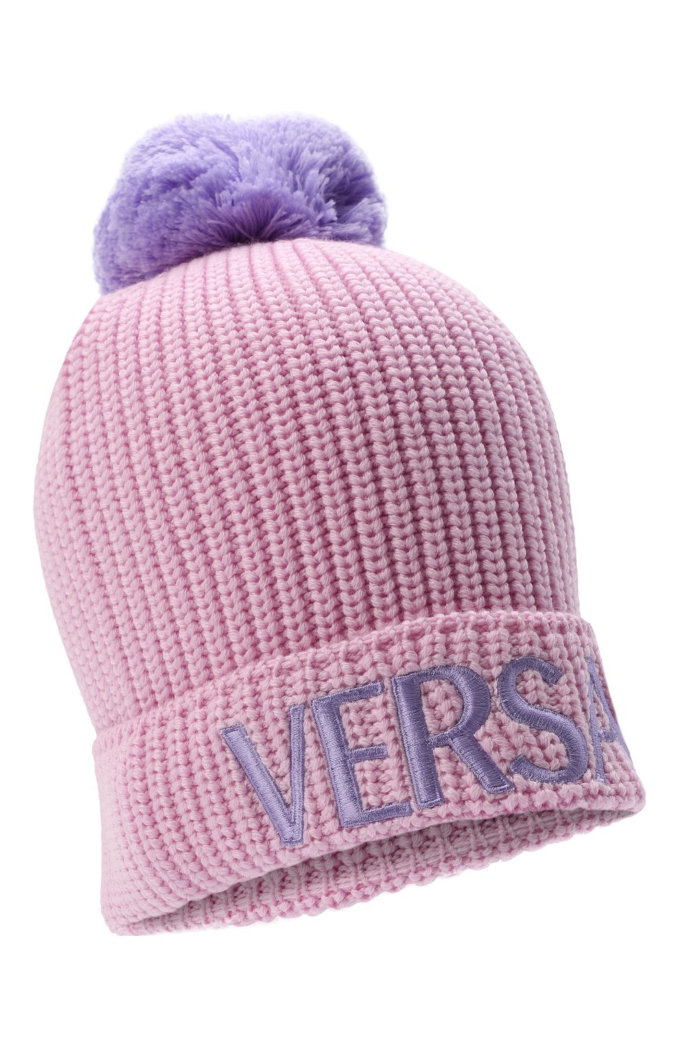 Женская шерстяная шапка VERSACE розового цвета, арт. 1001181/1A00807 | Фото 1 (Материал: Текстиль, Шерсть; Кросс-КТ: Трикотаж)