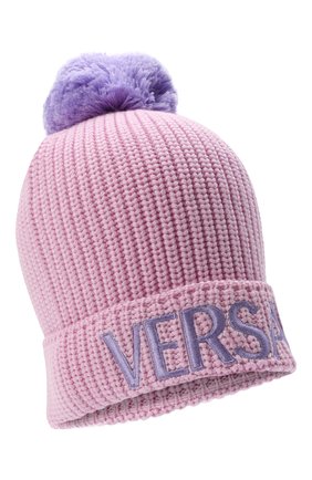 Мужская шерстяная шапка VERSACE розового цвета, арт. 1001181/1A00807 | Фото 1 (Материал: Шерсть, Текстиль; Кросс-КТ: Трикотаж)