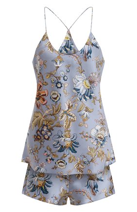 Женская шелковая пижама OLIVIA VON HALLE светло-голубого цвета, арт. PS2236 | Фото 1 (Материал внешний: Шелк; Длина Ж (юбки, платья, шорты): Мини; Длина (для топов): Стандартные)