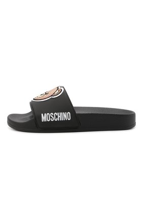 Детский шлепанцы MOSCHINO черного цвета по цене 13250 руб., арт. 70268/PVC/29-35 | Фото 2 Детский шлепанцы MOSCHINO черного цвета, арт. 70268/PVC/29-35 | Фото 2 (Материал внутренний: Текстиль; Материал внешний: Резина, Пластик)
