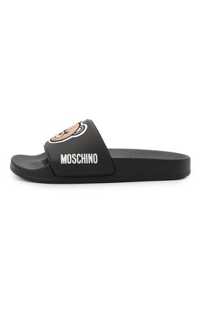 Детский шлепанцы MOSCHINO черного цвета по цене 14600 руб., арт. 70268/PVC/36-41 | Фото 2 Детский шлепанцы MOSCHINO черного цвета, арт. 70268/PVC/36-41 | Фото 2 (Материал внешний: Пластик, Резина; Материал внутренний: Текстиль)