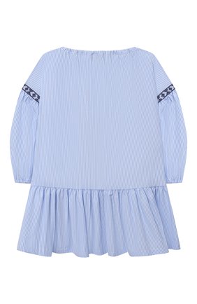 Детское хлопковое платье IL GUFO голубого цвета, арт. P22VL485C1052/2A-4A | Фото 2 (Рукава: Длинные; Материал внешний: Хлопок; Ростовка одежда: 18 мес | 86 см, 2 года | 92 см, 3 года | 98 см)