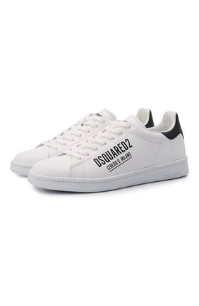 Мужские кожаные кеды boxer DSQUARED2 белого цвета по цене 45100 руб., арт. SNM0175 01504835 | Фото 1 Мужские кожаные кеды boxer DSQUARED2 белого цвета, арт. SNM0175 01504835 | Фото 1 (Подошва: Массивная; Материал внешний: Кожа; Материал внутренний: Текстиль, Натуральная кожа; Материал утеплителя: Без утеплителя; Стили: Классический)