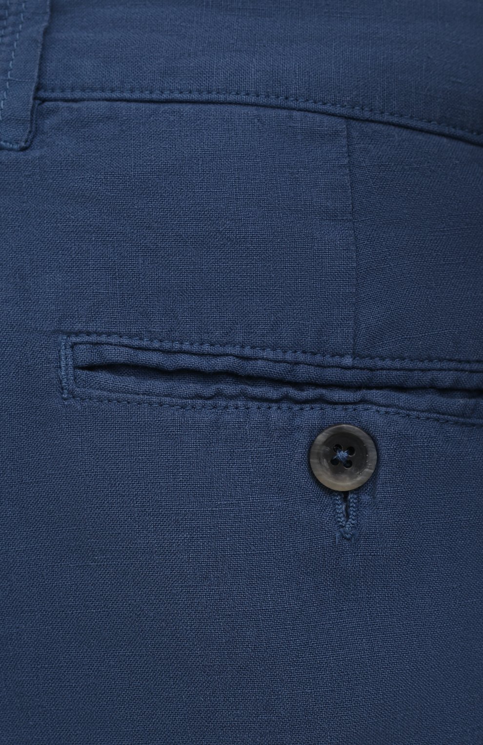 Мужские льняные шорты 120% LINO синего цвета, арт. V0M2137/0253/000 | Фото 5 (Длина Шорты М: До колена; Принт: Без принта; Случай: Формальный; Материал внешний: Лен; Стили: Кэжуэл)