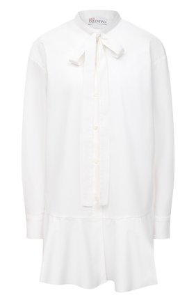Женская хлопковая блузка REDVALENTINO белого цвета, арт. XR3ABI55/0VU | Фото 1 (Длина (для топов): Удлиненные; Рукава: Длинные; Материал внешний: Хлопок; Женское Кросс-КТ: Блуза-одежда; Принт: Без принта; Стили: Романтичный)