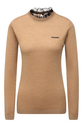 Женский пуловер из шерсти и кашемира REDVALENTINO бежевого цвета по цене 42700 руб., арт. XR3KC09J/64L | Фото 1 Женский пуловер из шерсти и кашемира REDVALENTINO бежевого цвета, арт. XR3KC09J/64L | Фото 1 (Материал внешний: Шерсть; Длина (для топов): Стандартные; Рукава: Длинные; Женское Кросс-КТ: Пуловер-одежда; Стили: Романтичный)
