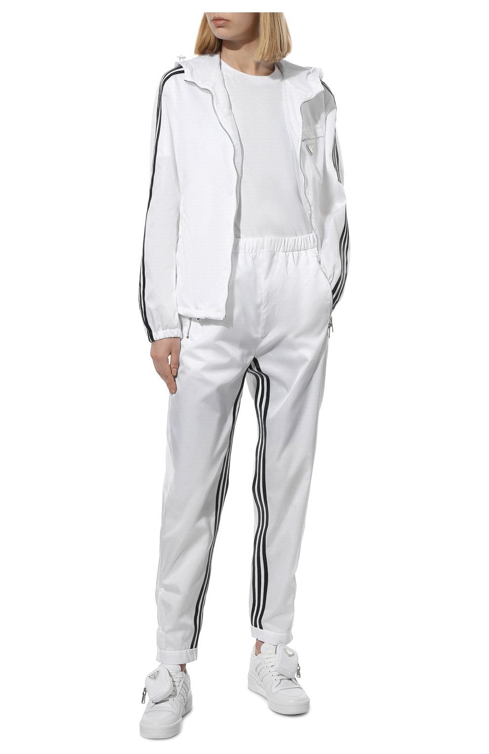 Мужского брюки adidas for prada re-nylon PRADA белого цвета, арт. SPH155-1WQ8-F0AA1-212 | Фото 2 (Материал внешний: Синтетический материал)