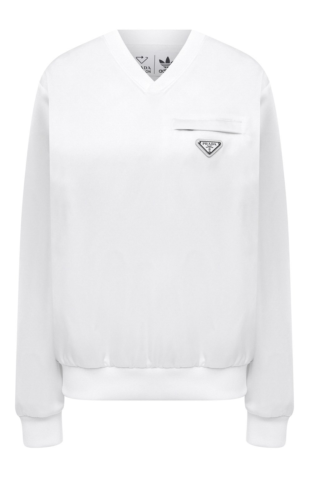 Мужские свитшот adidas for prada re-nylon PRADA белого цвета, арт. UJL206-1WQ8-F0AA1-212 | Фото 1 (Материал внешний: Синтетический материал)