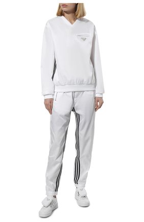 Мужские свитшот adidas for prada re-nylon PRADA белого цвета, арт. UJL206-1WQ8-F0AA1-212 | Фото 2 (Материал внешний: Синтетический материал)