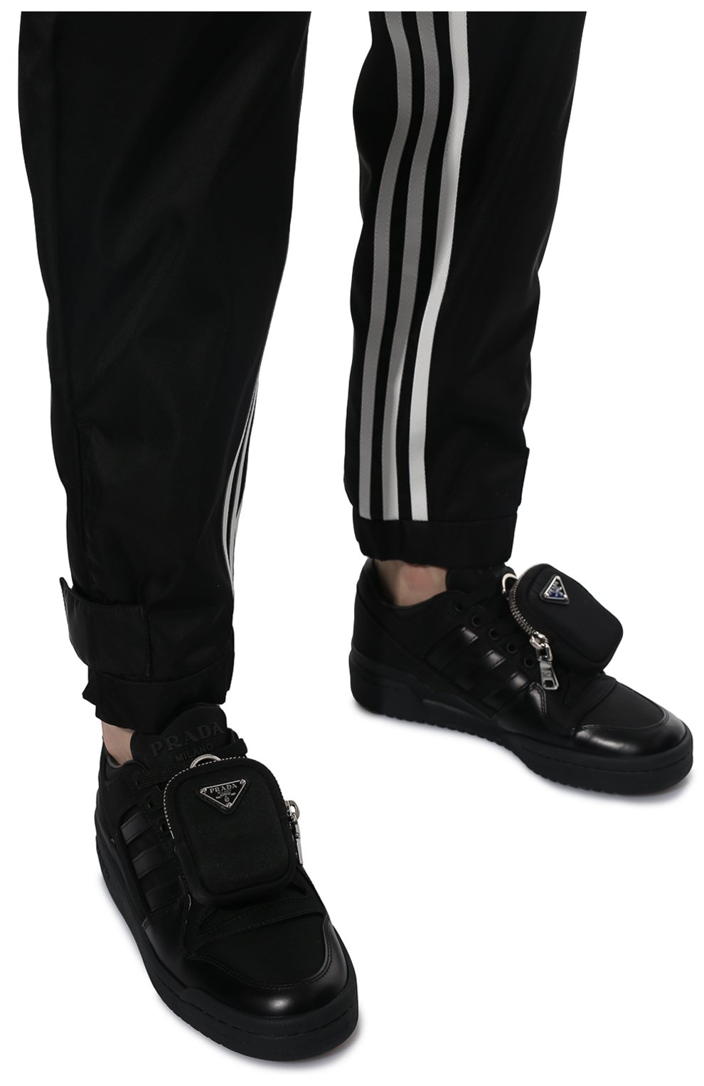 Мужского комбинированные кеды adidas for prada re-nylon PRADA черного цвета, арт. 2EG390-3LJX-F0557 | Фото 3 (Материал внешний: Синтетический материал)