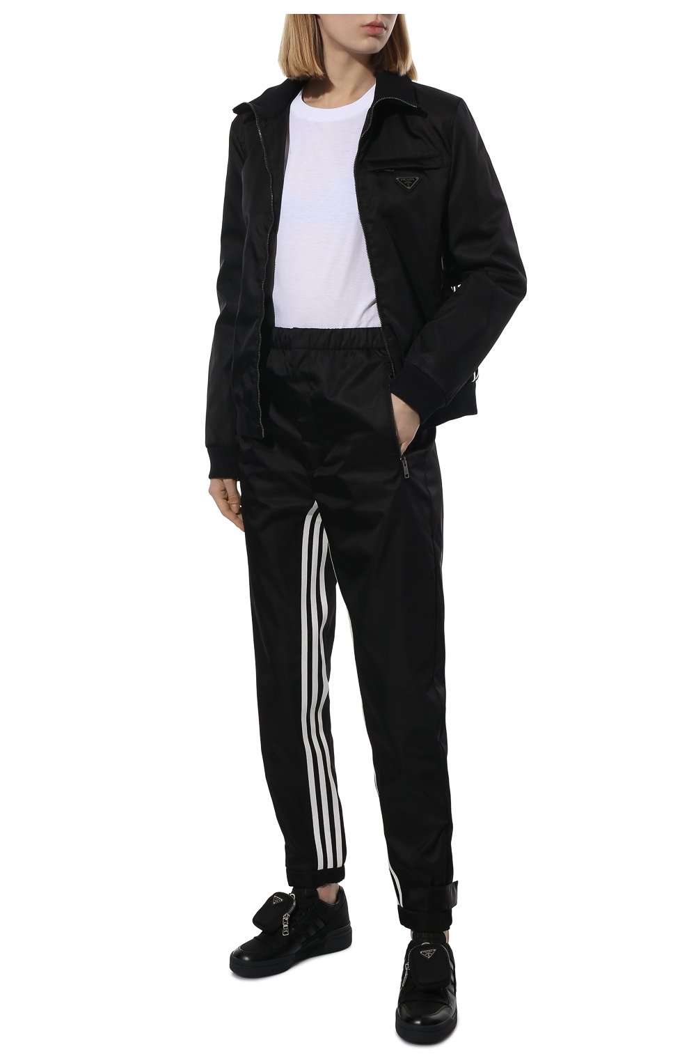Мужского куртка adidas for prada re-nylon PRADA черного цвета, арт. SGB936-1WQ8-F0002-212 | Фото 2 (Кросс-КТ: Куртка, Ветровка; Материал внешний: Синтетический материал; Стили: Спорт-шик)