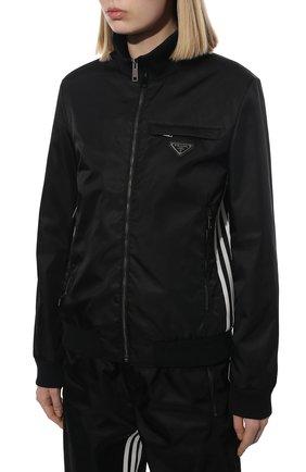 Мужского куртка adidas for prada re-nylon PRADA черного цвета, арт. SGB936-1WQ8-F0002-212 | Фото 3 (Кросс-КТ: Куртка, Ветровка; Материал внешний: Синтетический материал; Стили: Спорт-шик)