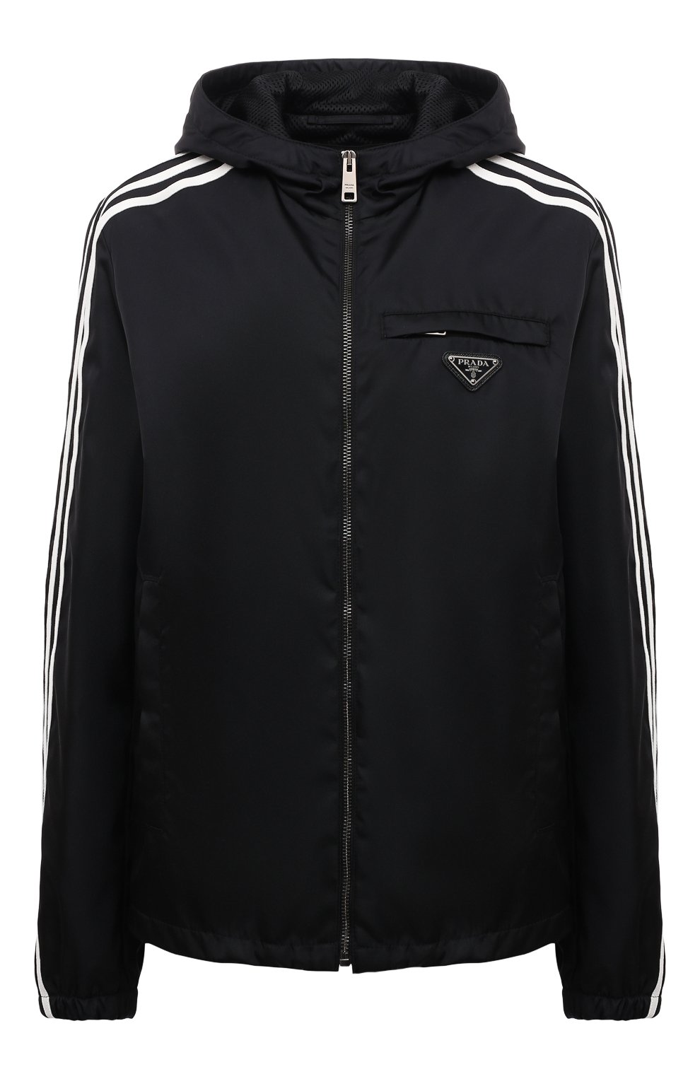 Мужского куртка adidas for prada re-nylon PRADA черного цвета, арт. SGB964-1WQ8-F0002-212 | Фото 1 (Кросс-КТ: Куртка, Ветровка; Материал внешний: Синтетический материал; Стили: Спорт-шик)