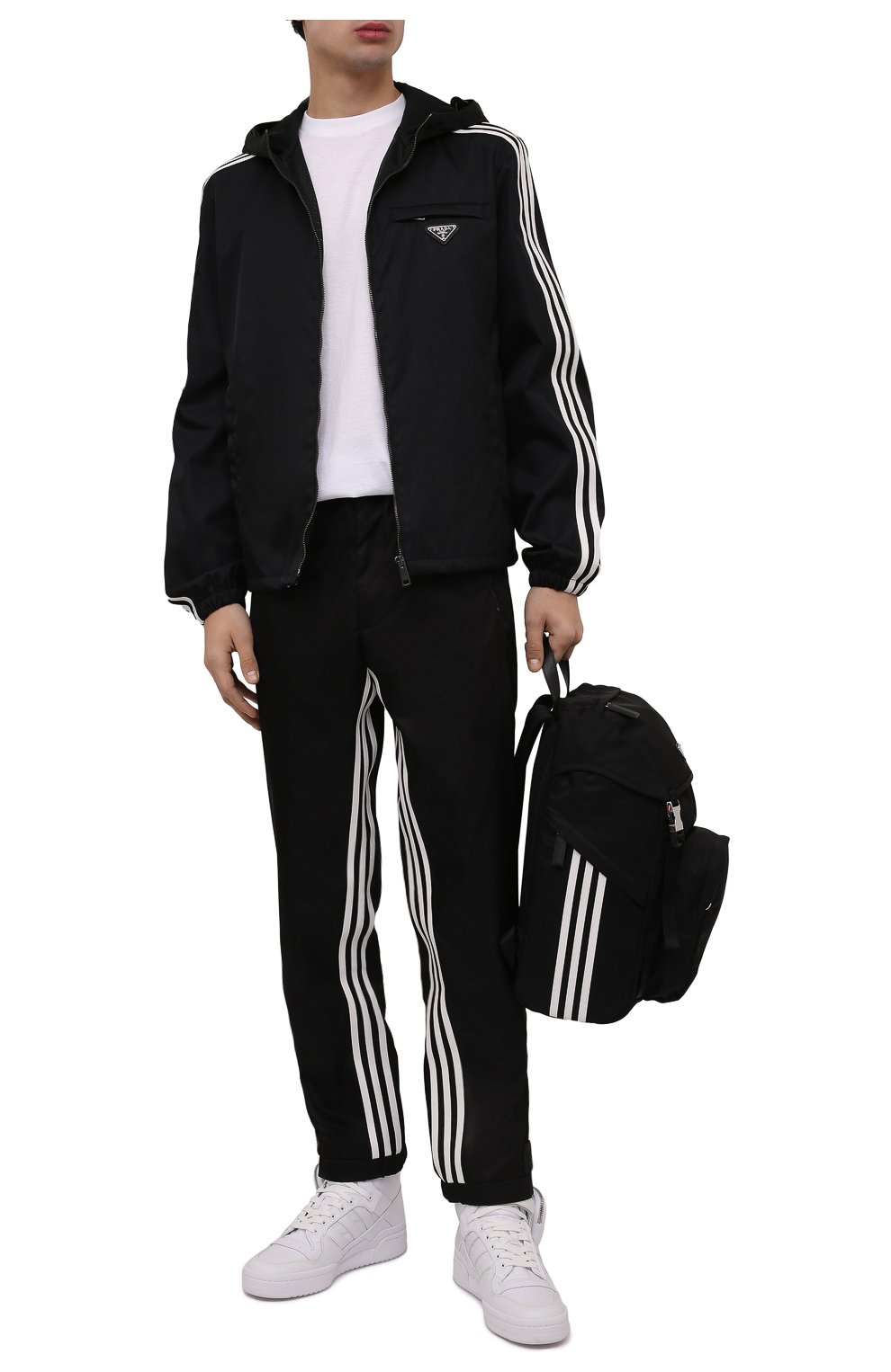 Мужского куртка adidas for prada re-nylon PRADA черного цвета, арт. SGB964-1WQ8-F0002-212 | Фото 5 (Кросс-КТ: Куртка, Ветровка; Материал внешний: Синтетический материал; Стили: Спорт-шик)