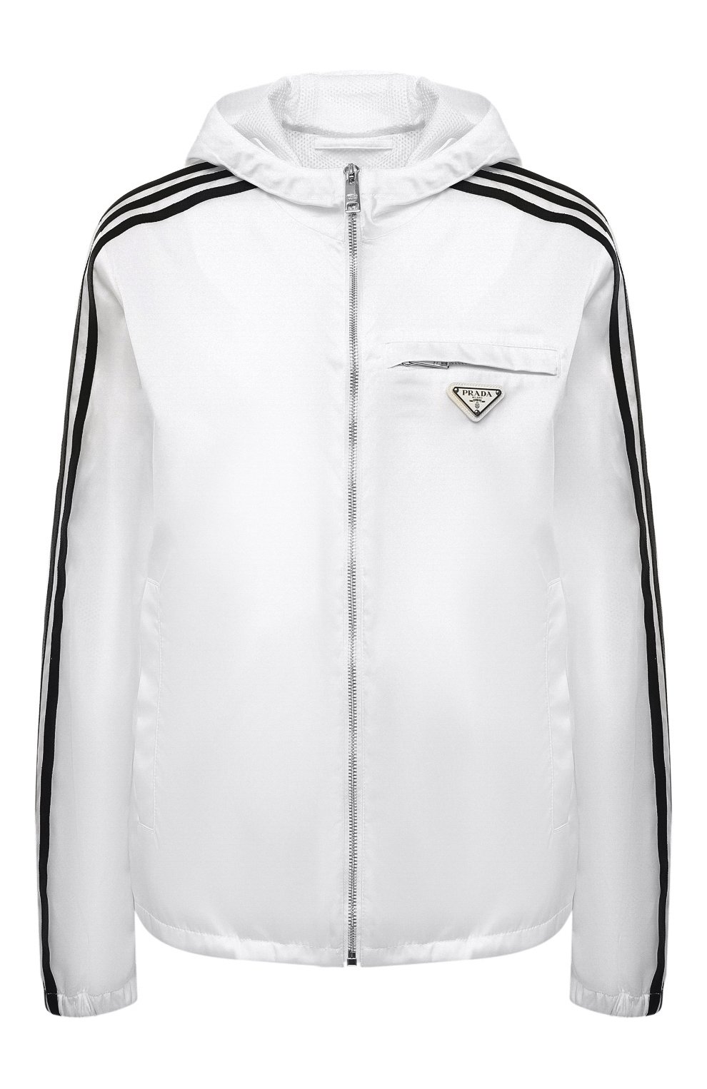 Мужского куртка adidas for prada re-nylon PRADA белого цвета, арт. SGB964-1WQ8-F0AA1-212 | Фото 1 (Кросс-КТ: Куртка, Ветровка; Материал внешний: Синтетический материал; Стили: Спорт-шик)